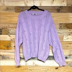 Royal + Reese size XL Lavender Cable Knit Super Soft Oversized Stretchy Sweater